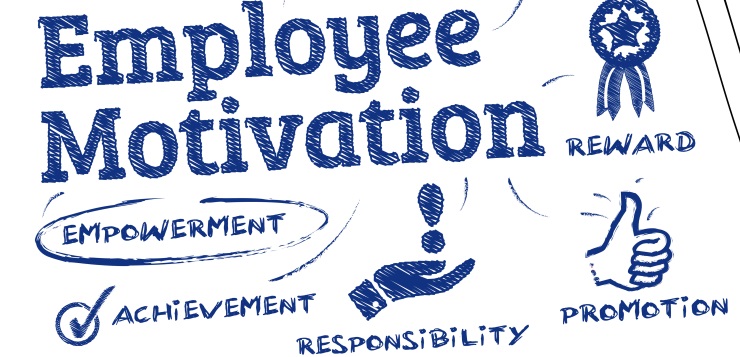 Employee motivation - chart with keywords and icons