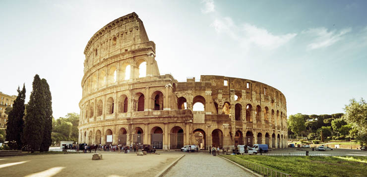 45928761 - colosseum in rome and morning sun, italy