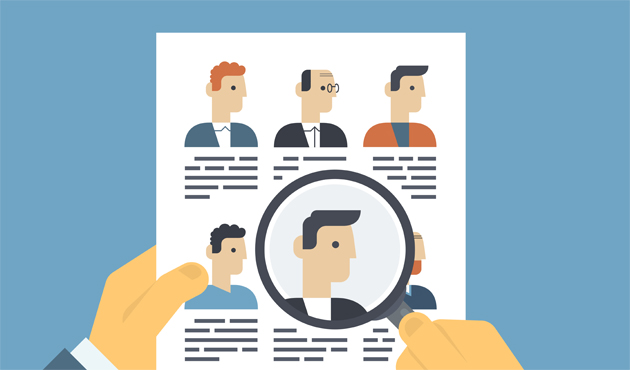 Analyzing applicants resume illustration concept